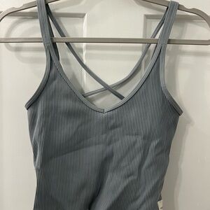 Ribbed Blue Tank Top